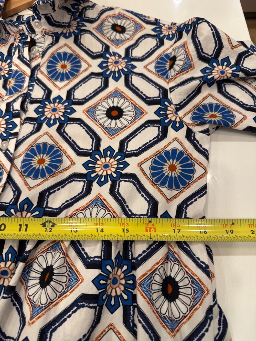 Maeve Geometric Floral Maxi Dress in White and Blue - Picture 9 of 11